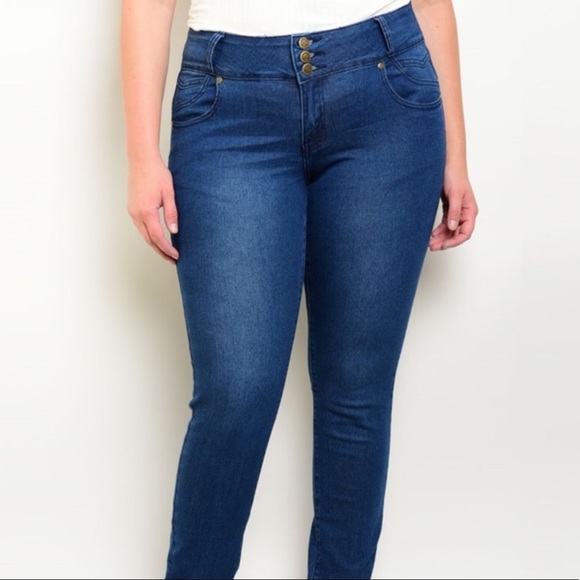 NEW Dark Denim Hi Waist  Denim Jeans Plus Size 16 - Picture 2 of 5